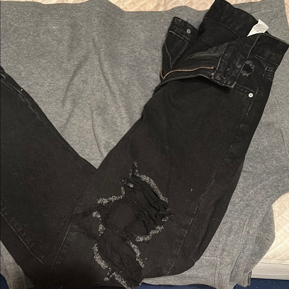 Distressed Black Denim Jeans